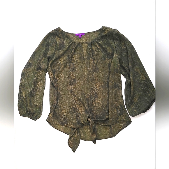 NWOT! West Kei Tie-Front Snakeskin Print Women's Relaxed Fit Blouse Size Small - Picture 7 of 7